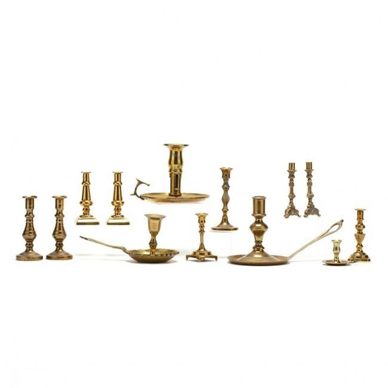 (13) Brass Miniature and Chamber Candlesticks