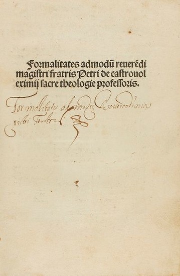 1496 ca. BOOK: (INCUNABLE). CASTROVOL, PETRI DE: INCIPIUNT...