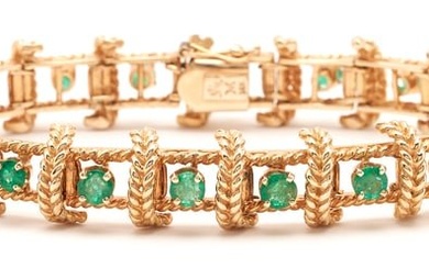 14K Gold & Emerald Designer Bracelet