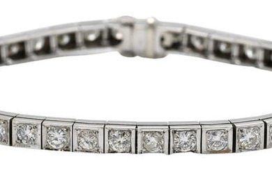 14K White Gold Art Deco 1930's Diamond Tennis Bracelet
