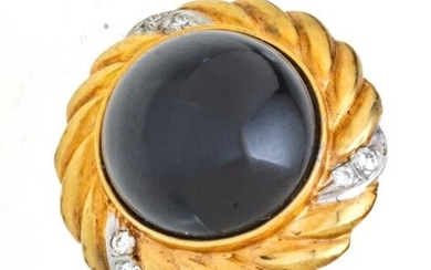 14K Yellow Gold and Black Onyx Ring, Size 6 3/4