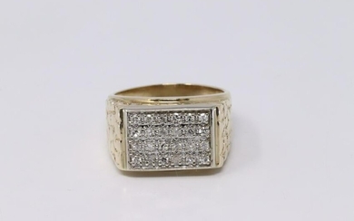 14KT Men's Diamond Nugget Ring