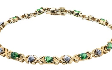 14k Gold Chrome Tourmaline & Diamond Bracelet