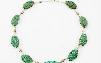 14k Yellow Gold and Jade Necklace