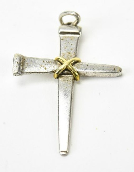 14kt Gold & Sterling Silver Cross Necklace Pendant