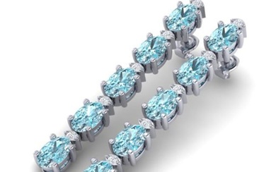 15.47 ctw Sky Blue Topaz & VS/SI Certified Diamond Earrings 10k White Gold