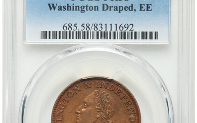 1783 Washington & Independence Cent, Draped Bust, No Button, Copper Restrike, Engrailed Edge, PR, BN
