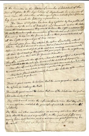 1814 Federalist Petition Against Democrats
