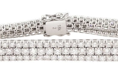 18ct white gold three row round brilliant cut diamond bracelet