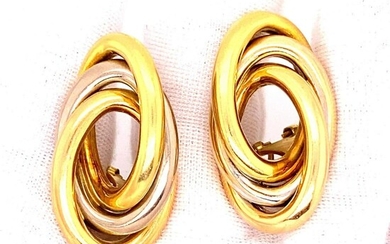 18k Tri-Color Oval Earrings