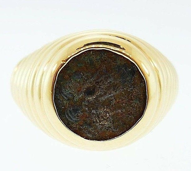 18k Yellow Gold Bvlgari Bulgari Ancient Coin Ring