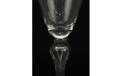 18th century wine glass with baluster stem, 14cm high