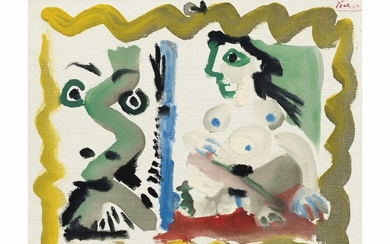 Pablo Picasso (1881-1973), Tête d'homme et nu assis