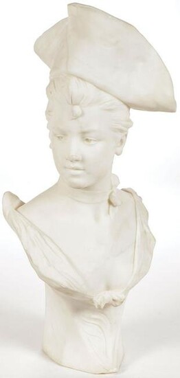 19TH CENTURY CARVED MARBLE BUST OF BEAUTY
