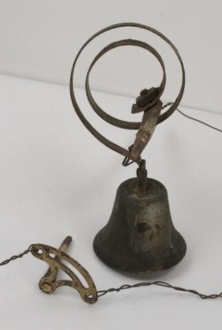 19th C. Spring Loaded Brass Bell w/ Wall Spike