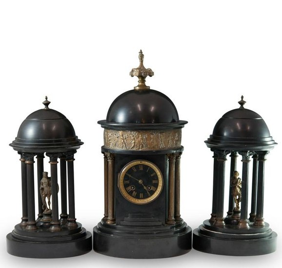 19th Cent. Dore Bronze and Marble Clock