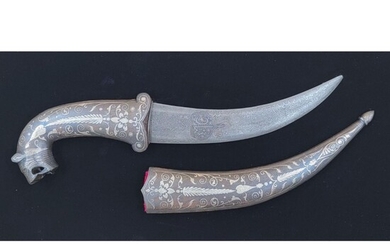 19th c Indo Persia Ottoman Dagger Damascus And Sterling