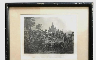 19thc De Soto's Discovery Of Mississippi Framed