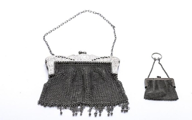 (2) GERMAN SILVER PLATED CHAIN MAIL PURSES