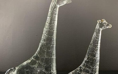 2 Kosta Boda Art Glass Zoo Series, Giraffes