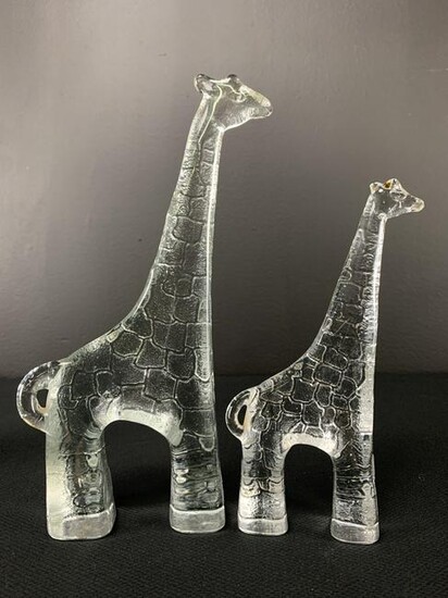 2 Kosta Boda Art Glass Zoo Series, Giraffes