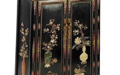 (-), 2-door lacquered cabinet with painted decor and...