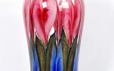 2001 Daniel Lotton Heavy Floral Art Glass Vase