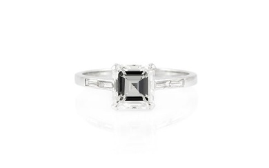 2.01 Carat Square Emerald Cut Diamond Engagement Ring