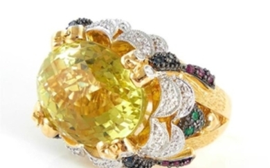 Gemstone and gold cocktail ring