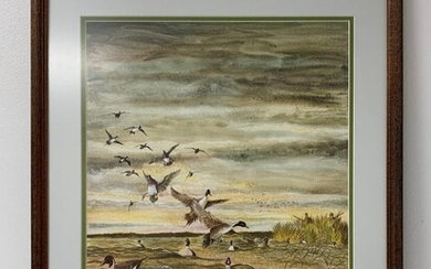 20th Century Watercolor by J. Andrea "Duck Hunting"
