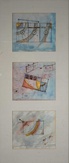 20th century school, three geometrical studies, framed as one