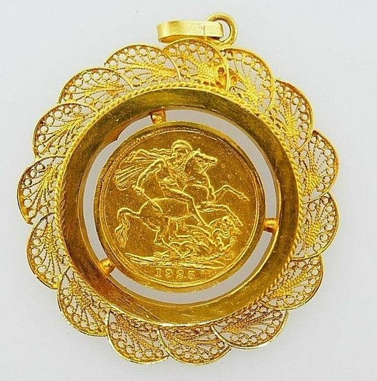 21k Yellow Gold Vintage King Sovereign Coin Pendant