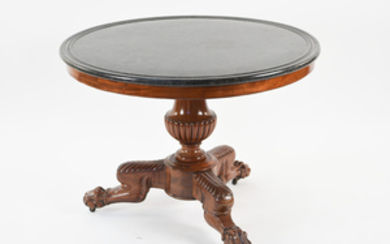 19TH C. ENGLISH MARBLE TOPPED PEDESTAL TABLE