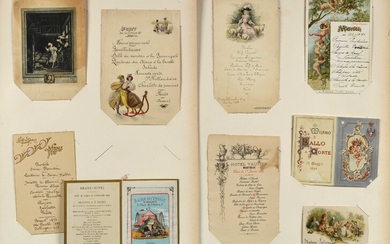 22 Lot de 9 cartes de menus gastronomiques. Datant de 1881 à 1913, compris menu...