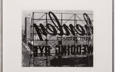 ABBOTT, BERENICE (1898-1991) Reverse of sign, Columbus Circle