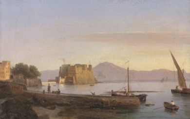 Anthonie Sminck Pitloo (Italian, 1791-1837), Fishermen Castel dell' Ovo, Naples