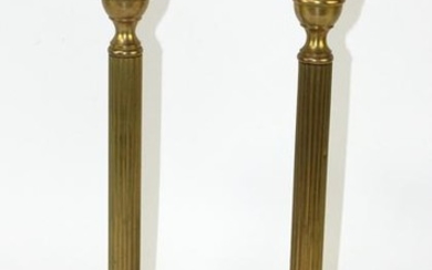 Pair of brass fluted candle holders