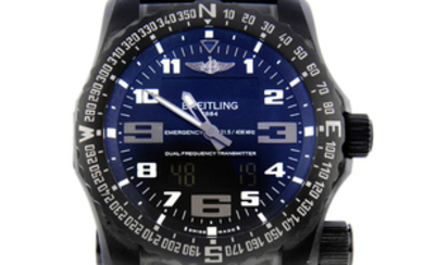 BREITLING - a gentleman's PVD-treated titanium Emergency Night Mission chronograph wrist watch.