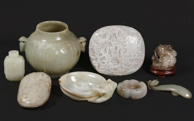 4 Chinese Ming & Qing Jades & 4 Antique Hardstones