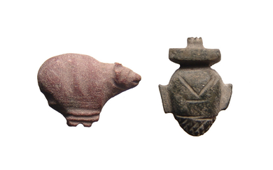 A pair of Egyptian steatite amulets, Late Period