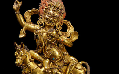 A fine gilt-bronze figure of Palden Lhamo
