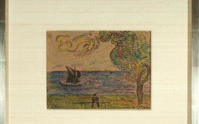 Illegibly Signed "View of St. Tropez" Watercolor