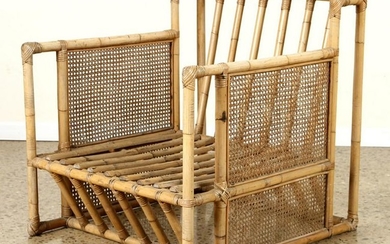 ITALIAN BAMBOO WOOD CHAIR WITH CANED SIDES C.1960