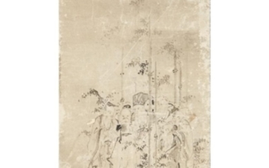 JAPANESE SCHOOL SEVEN SAGES OF THE BAMBOO GROVE Ink...