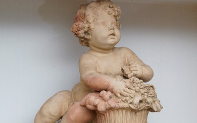 Jeune Bacchus, sculpture en terre cuite, signée LE BRUN dans la masse, h. 40 cm