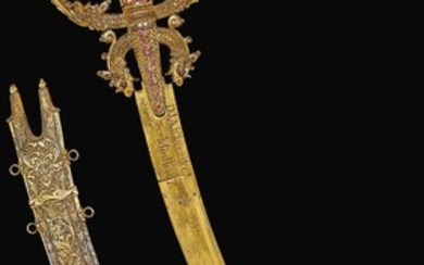 A JEWELLED COURT SWORD (KASTANA) AND SCABBARD, SRI LANKA, PROBABLY KANDY, 19TH CENTURY