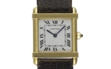 A LADIES 18K SOLID GOLD CARTIER PARIS TANK CHINOISE