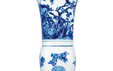A LARGE BLUE AND WHITE GU-FORM BEAKER VASE, KANGXI SIX-CHARACTER MARK IN UNDERGLAZE BLUE WITHIN A DOUBLE CIRCLE AND OF THE PERIOD (1662-1722)