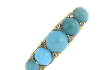 A late Victorian gold turquoise and diamond ring.
