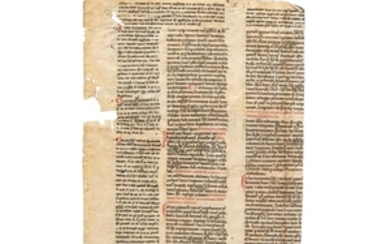 Leaf from a Gratian, Decretum, with gloss, in Latin, manuscript on parchment [France, last decades of twelfth century or early decades of thirteenth century]